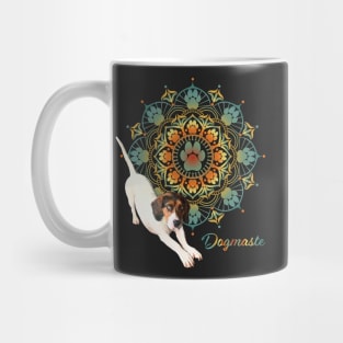 Dogmaste - Stretching dog with pretty dog paw mandala design Mug